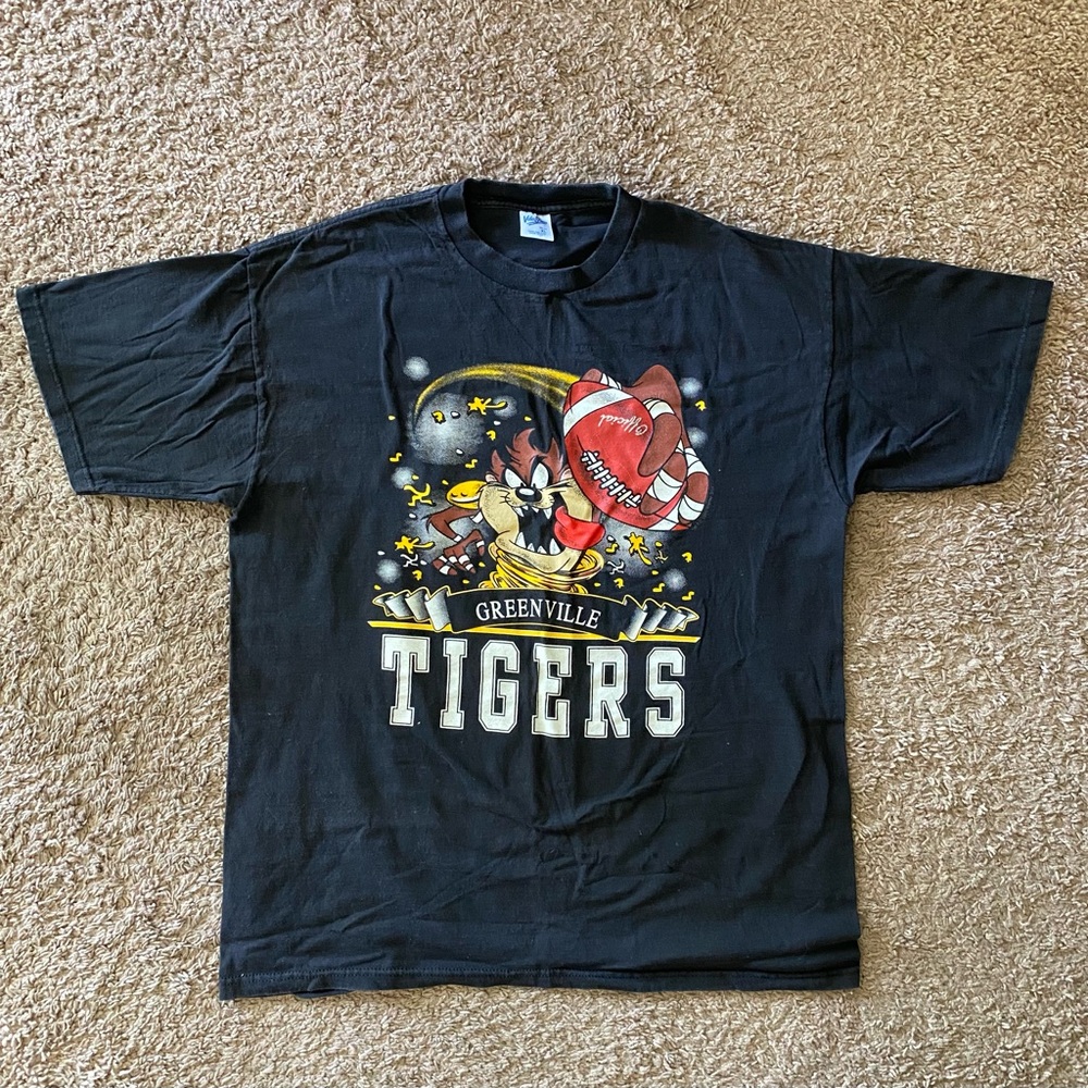 Vintage Greenville Tigers Velva Sheen Looney Tunes Taz Football Men’s Tee Sz XL